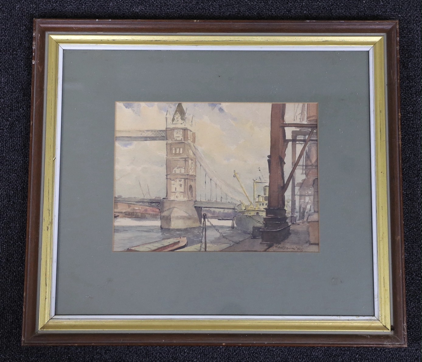 John Davies, watercolour, Tower Bridge, signed, 19 x 26cm